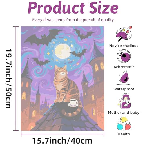PSENIW Paint by Numbers Kit for Adults Beginners,Abstract Cat 16x20 inches | Animal Digital Painting For Home Wall Decoration And Gifts,Abstract Cat Frameless Beginner DIY Acrylic Watercolor - color: Green