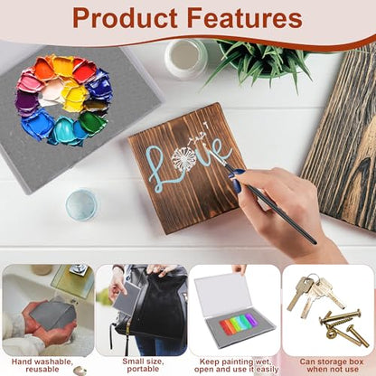 105P Stay Wet Palette for Acrylic Painting Miniatures Paint Pallet | Long Time Keep Wet, Reusable & Save Paint, 100P Palette Paper, 1 Keep Paint Moist Sponge, 3P Miniatures Brush, 1P plastic box