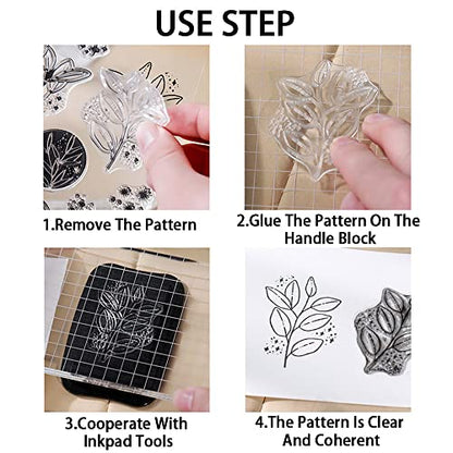 4 Themes 45Pcs Clear Stamps, Retro Rubber Clear Stamp, Transparent Silicone Stamps Seal for DIY Scrapbooking Card Making Decoration, Style C - style: Style C