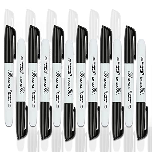 Buecs Permanent Markers, 80 Count Black Permanent Markers, Fine Point, Waterproof & Smear Proof Markers, Quick Drying, Office Supplies for School, Office, Home