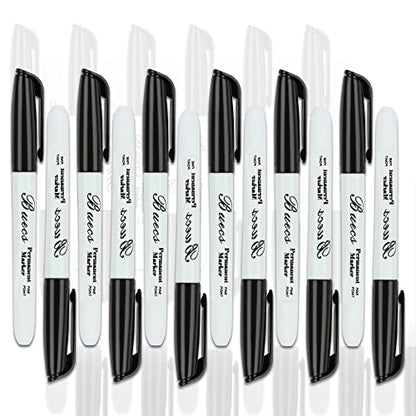 Buecs Permanent Markers, 80 Count Black Permanent Markers, Fine Point, Waterproof & Smear Proof Markers, Quick Drying, Office Supplies for School, Office, Home