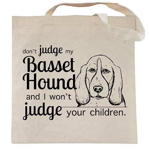 Pet Studio Art Don't Judge My Dog Tote Bag - color: Basset Hound