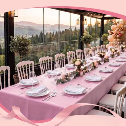Goodluck 54 Inch x 300 Feet Pink Plastic Tablecloth Roll with Cutter Box - color: Pink, size: 15.4" x 5.5" (Rectangular)