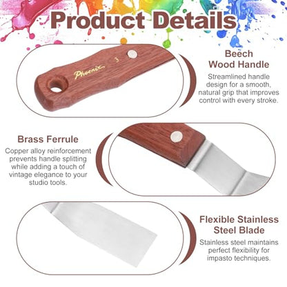 MECCANIXITY Pack of 1 Large Palette Knife No.3, 9.3" Long Palette Knives with Stainless Steel Flexible Spatula Pallet Knife and Wood Handle for Scraping, Mixing, Oil Acrylic Painting Canvas - style: No.3