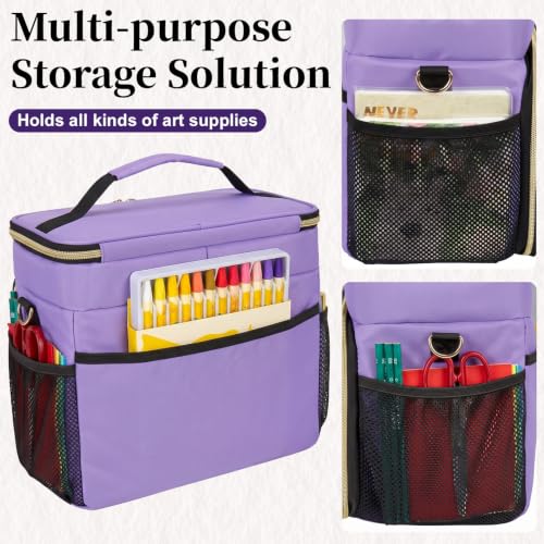 Large Double-Layer Marker Organizer Case for 200-300 Marker, Purple | Marker Bag with Removable Dividers, Marker Organizer for Markers, Pencils, Crayons or Other Art Supplies, (Bag Only) - color: Purple