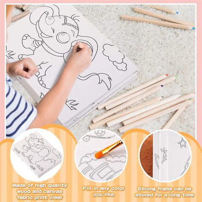 Fulmoon 24 Pcs Pre Drawn Canvas for Painting for Adults Preprinted Bulk 7.8 x 5.8 Inch Pre-Stenciled Painting Canvas Panels for DIY Party Favor Gift Activities, 12 Style