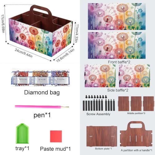 LSQFS Flower DIY Diamond Painting Storage Box with Handle,1 Pack - color: Dandelion