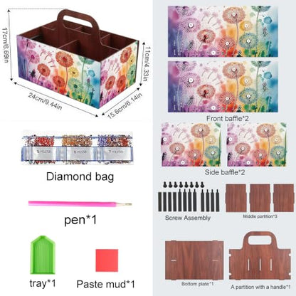 LSQFS Flower DIY Diamond Painting Storage Box with Handle,1 Pack - color: Dandelion