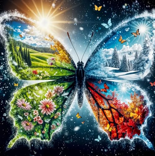Butterfly Diamond Art Kits for Adults-Flowers 5D Diamond Painting Kits for Adults Beginners,DIY Animal Full Drill Diamonds Painting Butterfly Gem Art Kits for Gift and Home Decoration 12X12inches - color: 25-05Butterfly