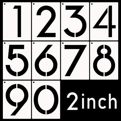 DXCYZ 2 Inch Large Number Stencils Kit 0-9 Address Number Stencil, 10PCS Reusable Plastic Painting Number Templates for Mailbox Signs, Door - size: 2 Inch