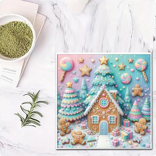Shouruihua Quirky Gingerbread House & Candyland Diamond Art Kits | Candy House, Gem Art, Diamond Dotz Kits, Diamond Dots, Full Round Drill Diamond Painting Kits for Adults, 11.8x11.8 in - color: Candyland