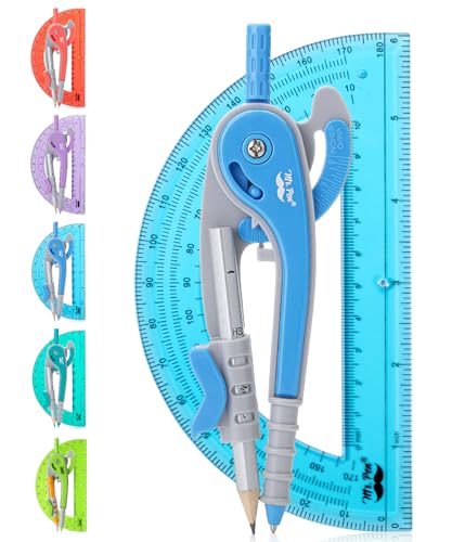 Mr. Pen- Geometry Compass and Protractor Set, 6 Inch Compass - color: Blue, size: 1 Set