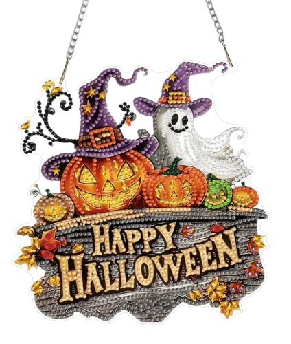Halloween Hanging Diamond Art Kits for Adult Diamond Painting Kit Pendant | DIY Diamonds Painting Art Kit, Acrylic Diamonds Painting Suncatcher Board Kit Ornament, Special Crystal Diamond Hanging - color: DP04617