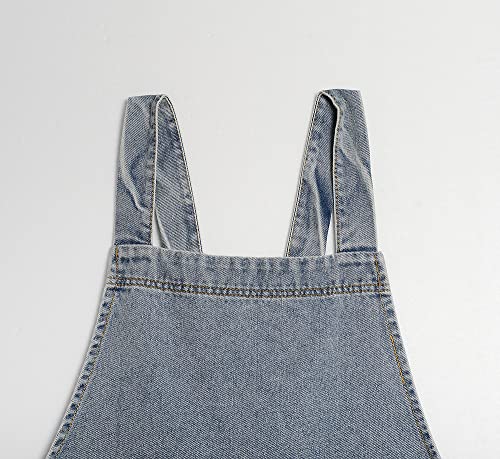 Cross Back Denim Apron for Women Men, Gardening Aprons with Large Pockets - color: Style B - Light Blue