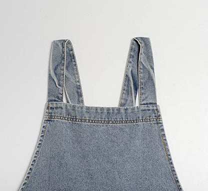 Cross Back Denim Apron for Women Men, Gardening Aprons with Large Pockets - color: Style B - Light Blue