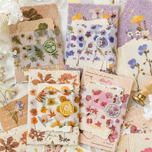 120 Sheets Vintage Floral Scrapbook Papers Journaling Scrapbooking Supplies Kit Textured Paper Junk Journal Supplies for Planner, Bullet Journal Collage Card Embellishment Retro Crafts
