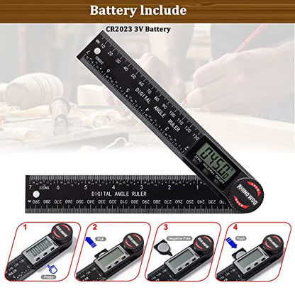 Digital Angle Finder Protractor, Angle Measuring Tool for Woodworking/Carpenter/Construction/Handmade Measurement，Angle Finder Ruler with 7inch/200mm(2 Batteries Included) (Enhanced ABS)