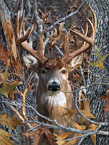 TISHIRON Deer Diamond Art Kits for Adults, 5D Round Full Drill Arts 12"x16"