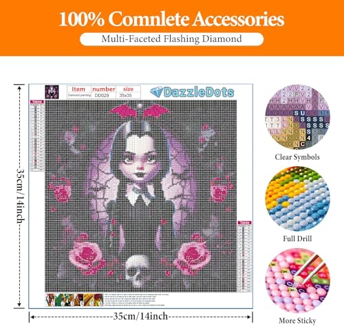 Halloween Diamond Art Kits for Adults, Round Diamond Painting 14x14 Inch - color: DD029