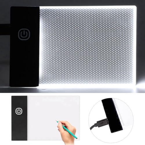Tiiyee LED Light Board, A6 Tracing Light Box Small Copy Board Tracer Pad Slim Portable Flip Book Dimmable Artcraft Trace Light Pad Tablet for Drawing Painting Sketching Animation Streaming USB Powered
