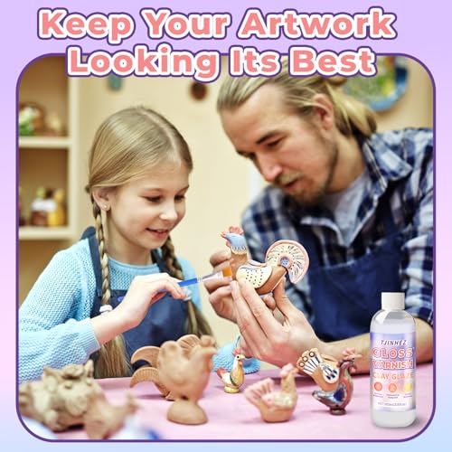 Air Dry Clay Glaze & Polymer Clay Varnish - 7oz/200ml Gloss Clay Sealant, Waterproof & Scratch Resistant Clay Glaze for Air Dry Clay Prevents Cracking, Wear & Enhances Gloss for Pottery & Sculptures
