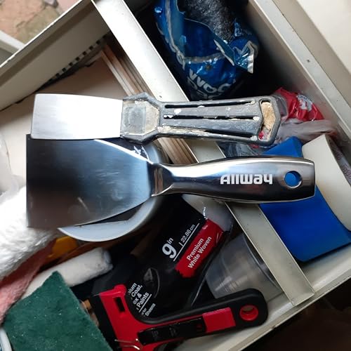 ALLWAY UX2F Premium One-Piece Flex Stainless Steel Putty Knife, 2" | Ergonomic Handle, Built-in Hammer End - size: 2"