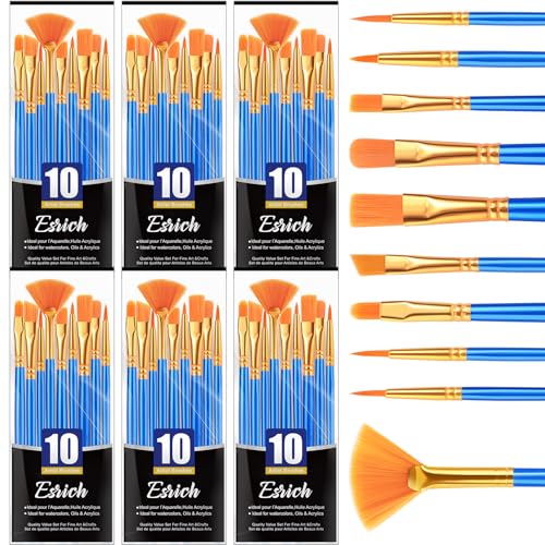 ESRICH 60PCS Paint Brushes, Paint Brush for Acrylic Painting - size: 60p
