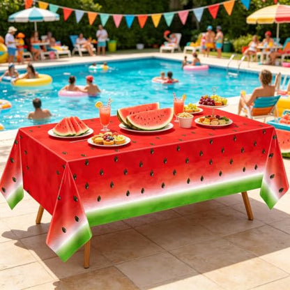 LKITMIUT 4 Pack Watermelon Party Tablecloth Watermelons Table Cover One in A Melon Plastic Table Cloth Watermelons Theme Tablecloth Watermelon Birthday Party Supplies Fruit Theme Decor 86 x 51 Inch