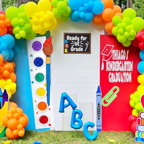 Qunclay 45 x 13 Back to School Giant Palette Art Decor (1pcs, Rectangular) | Giant Paint Palette, Giant Paint Brush Prop, Art Decoration for Classroom Party School Birthday Photo Prop Backdrop - style: Rectangular