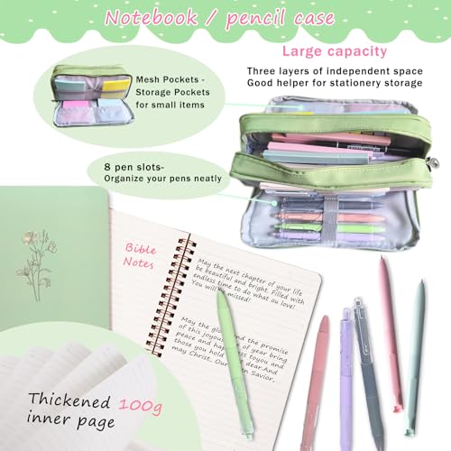 SHINYHARBOR 47Pcs Bible Study Journaling Supplies Kit for Women, Green - color: Green