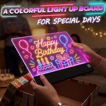 Upgraded 16 Inches LED Drawing Board – Rechargeable, 8 Colors, 11 Light Modes, Adjustable Brightness – Acrylic Light Board for Tracing with Stand, Markers and Full Kit – Birthday Gift Set (Black) - style: Black Style