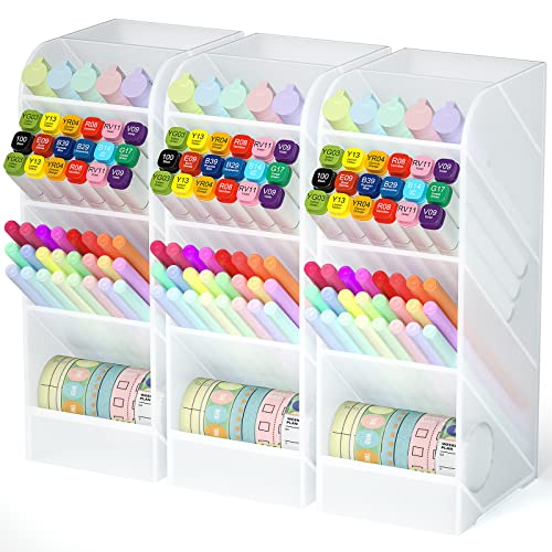 Asten Pen Holder, Pencil Holder for Desk, Pen Organizer (Clear, 3 Pack) - color: Clear-3 Pack