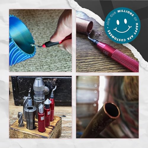 AFA Tooling Pen Deburring Tool, 1 M2 HSS Blade, Red Handle, Pocket Clip | 16 HSS blades with 360-degree rotation; Countersink Hand Reamer cleans 2-in bore for 3D printing and metal - size: 1PCS / BS1010