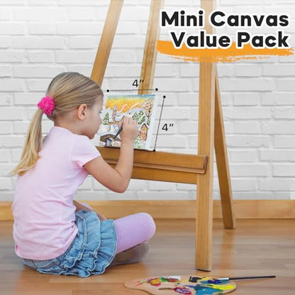 CONDA Mini Stretched Canvas for Painting, 4x4In Canvas in Bulk 12Pack 4/8In Profile Small Square Canvas, 100% Cotton Primed Blank Canvases for Acrylics, Oils Painting, School Projects and Home Decor - size: 4x4 inch