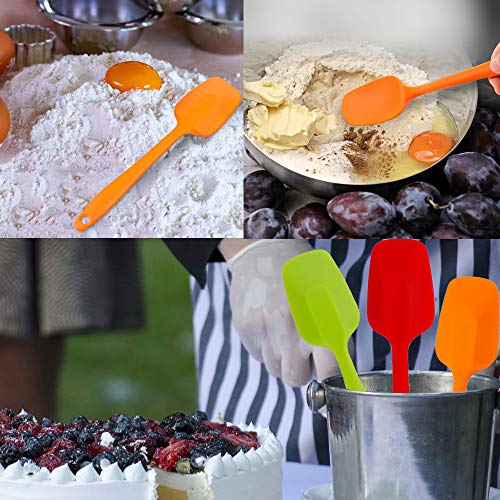4 Piece Silicone Spatulas Heat Resistant 11inch Large Rubber Spatulas for Baking, Cooking, and Mixing Non-Stick Flexible Seamless Spatula with Stainless Steel Core - size: large