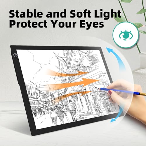 ME456 Rechargeable Drawing Board, Lithium Battery Powered 15" Light Table | Adjustable Brightness LED Tracing Light Box Ideal for Diamond Art, Weeding Vinyl, Viewing Slides, Stenciling - style: 15" Black (Rechargeable)