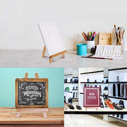 U.S. Art Supply 8" x 8" Stretched Canvas, 10.5" Small Wooden Tabletop Easel