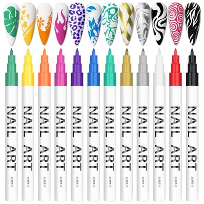 Kalolary 3D Nail Art Pens Set 12 Color Nail Art Marker - color: A