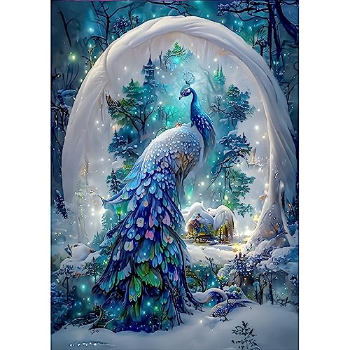 SENQAO Peacock Diamond Painting Kits for Adults, Peacock Diamond Painting DIY 5D Full Drill Diamond Art Kit for Adults Beginner, Diamond Dots Painting Craft for Home Wall Decor 12x16 Inch - color: peacock
