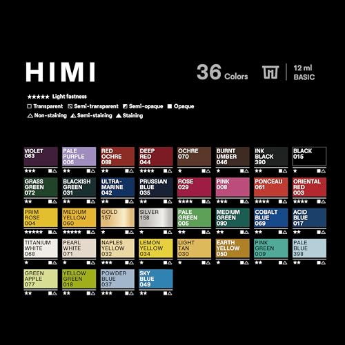 HIMI Twin Cup Jelly Acrylic Paint Set, 36 Colors 12g, High Viscosity, Blendable, Paints on Rocks Crafts Canvas Wood, Fabric, Ceramic & Stone, Art Craft Paints Gifts for Artists Beginners & Painters - color: 36colors