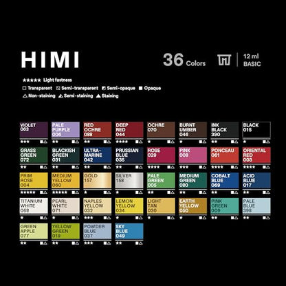 HIMI Twin Cup Jelly Acrylic Paint Set, 36 Colors 12g, High Viscosity, Blendable, Paints on Rocks Crafts Canvas Wood, Fabric, Ceramic & Stone, Art Craft Paints Gifts for Artists Beginners & Painters - color: 36colors