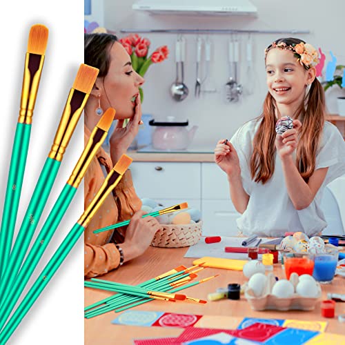 Artstorys Paint Brushes Set, 20 Pcs Acrylic Oil Watercolor Painting Brushes | Artist Paintbrush (Nylon Hair Wood Handles) for Adult Drawing, Great for Face, Rock & Canvas, Arts Craft Supplies, Green - color: Green