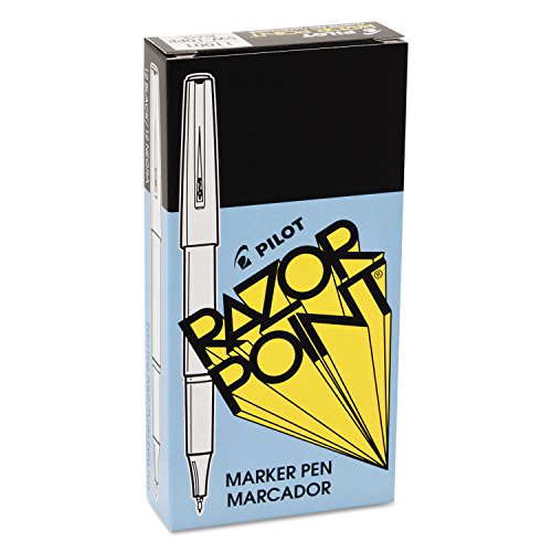 PILOT Razor Point Fine Line Marker Stick Pens, Black Ink, 12-Pack