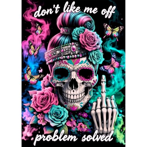 MAXBYE Diamond Art, Halloween Skull 5D Diamond Painting for Adults & Kids, Full Drill DIY Gem Art Craft Kit, Relaxing Hobby Wall Decor for Home 12x16in - color: ZD061