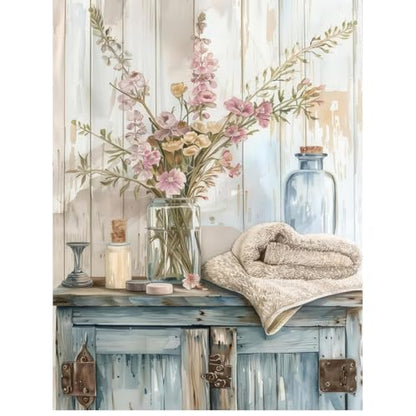 Bathroom Flower Diamond Art Kits for Adults Diamond Painting 12x16 Inch - color: DD139