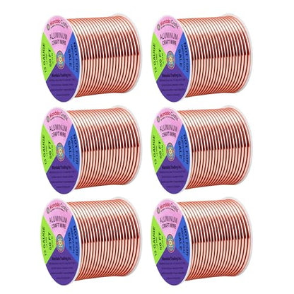 Mandala Crafts 13 Gauge Rose Gold Tone Combo Anodized Aluminum Craft Wire - color: Rose Gold Tone Combo, size: 13 Gauge 50X6 Feet