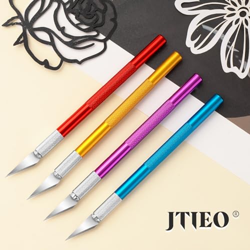 JTIEO Exacto Knife Hobby Knife 74 Pack with 4 Upgrade Sharp Hobby Knives and 70 Spare Exacto Knife Blades for Art, Scrapbooking,Stencil - color: Colorful