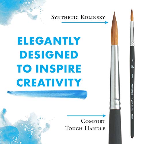 Princeton Aqua Elite, Series 4850, Synthetic Kolinsky Watercolor Paint Brush,Round, 6 - size: Size 6
