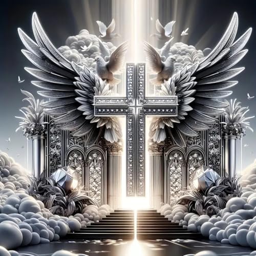 Diamond Art Kits for Adults Beginner, Jesus Pray Cross DIY Modern Diamond Painting Kits 5D Wings Diamond Dots Gem Art Crafts with Tools, Round Full Drill Funny Crafts for Home Wall Decor&Gift-12x12in - color: 25-13