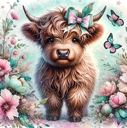 Calf Diamond Painting Kits for Adults Beginners - Animal Diamond Art Kits for Adults, Full Drill DIY 5D Diamond Painting Cows Gem Art Crafts Kits for Home Wall Decor 12X12inch - color: 25-09 Calf cows